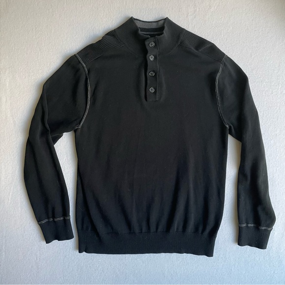 Nautica Other - Nautica Jeans Co. Black Button-Neck Cotton Henley Sweater Minimalist, size XL